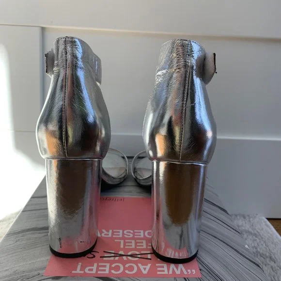 š„ Jeffrey Campbell Shiny Silver Block Heels - Picture 4 of 10